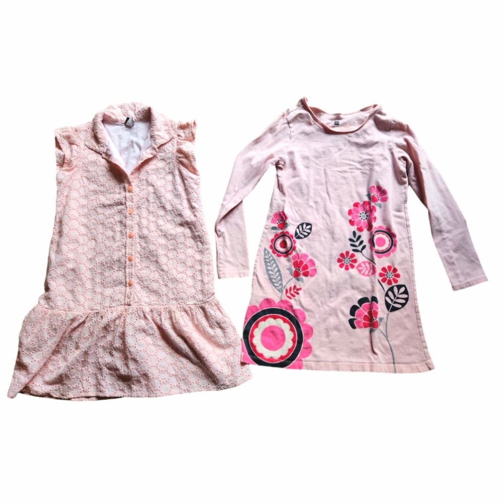 Dresses Tea Collection Girls Lot of 2 Light Pink Eyelet Button Down Floral Sz 8